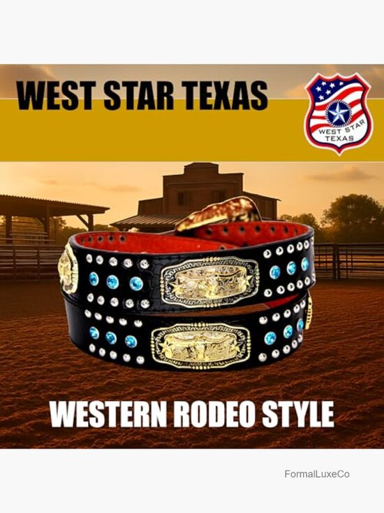 Genuine Leather Western Belt with Rhinestone Concho